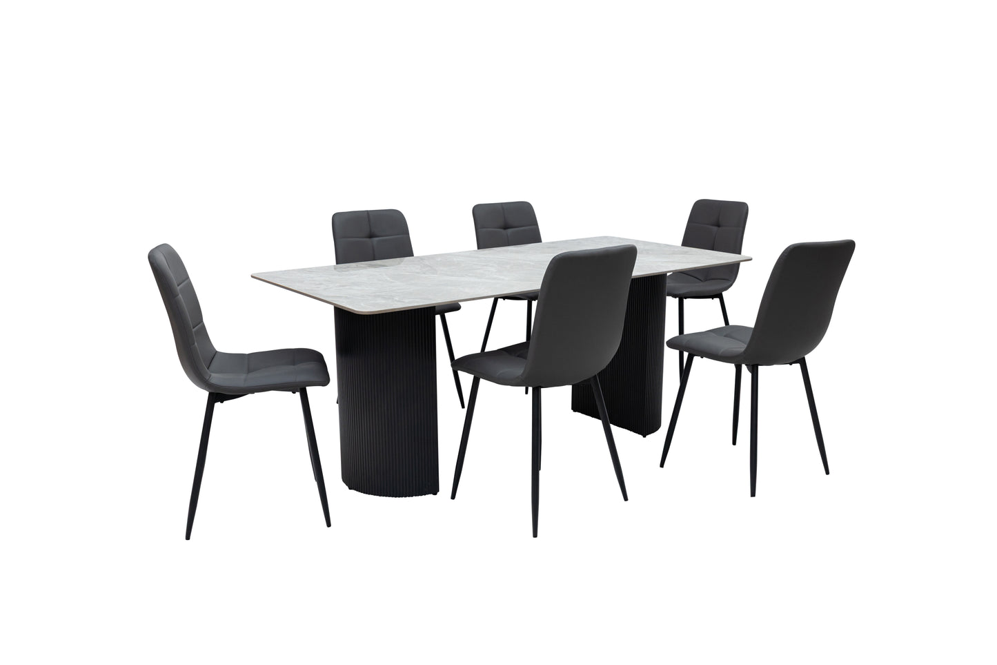 Florence Italy Grey Stone 1.8m Dining Table Set + Axel Dining Chairs