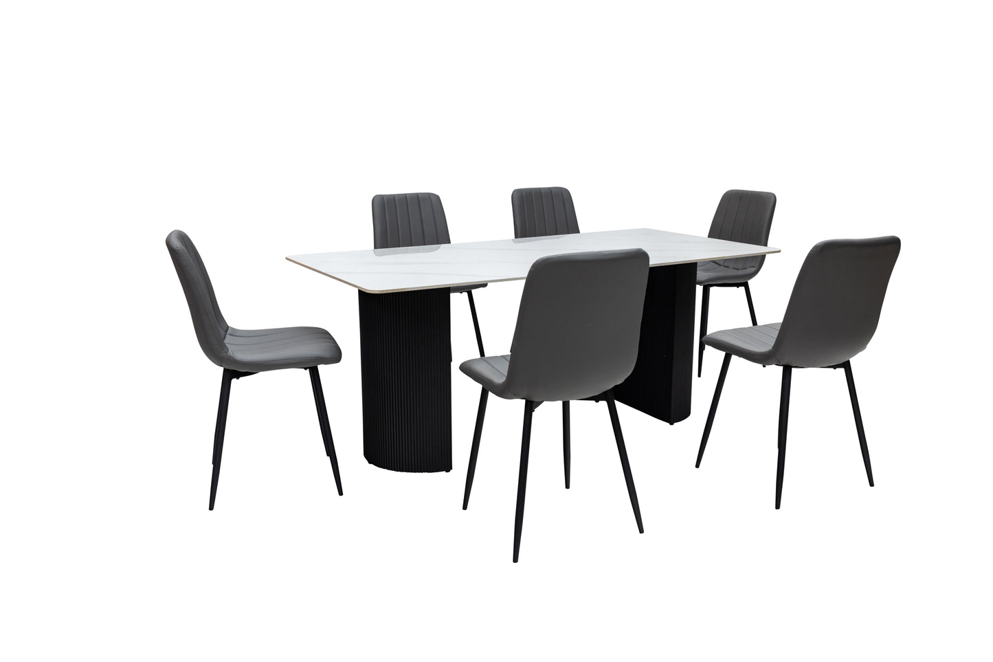 Florence Italy White Stone 1.8m Dining Table Set + Harper Dining Chairs