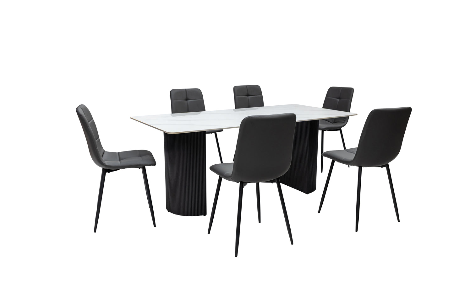 Florence Italy White Stone 1.8m Dining Table Set + Axel Dining Chairs