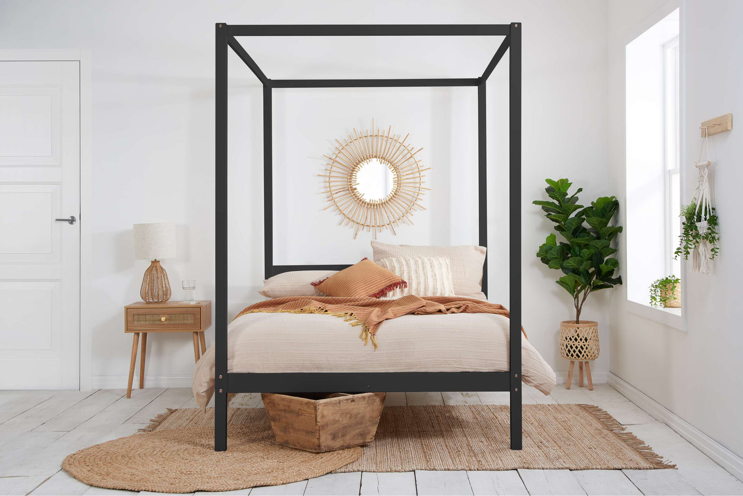 Mercia 4 Poster Black Wooden Bed
