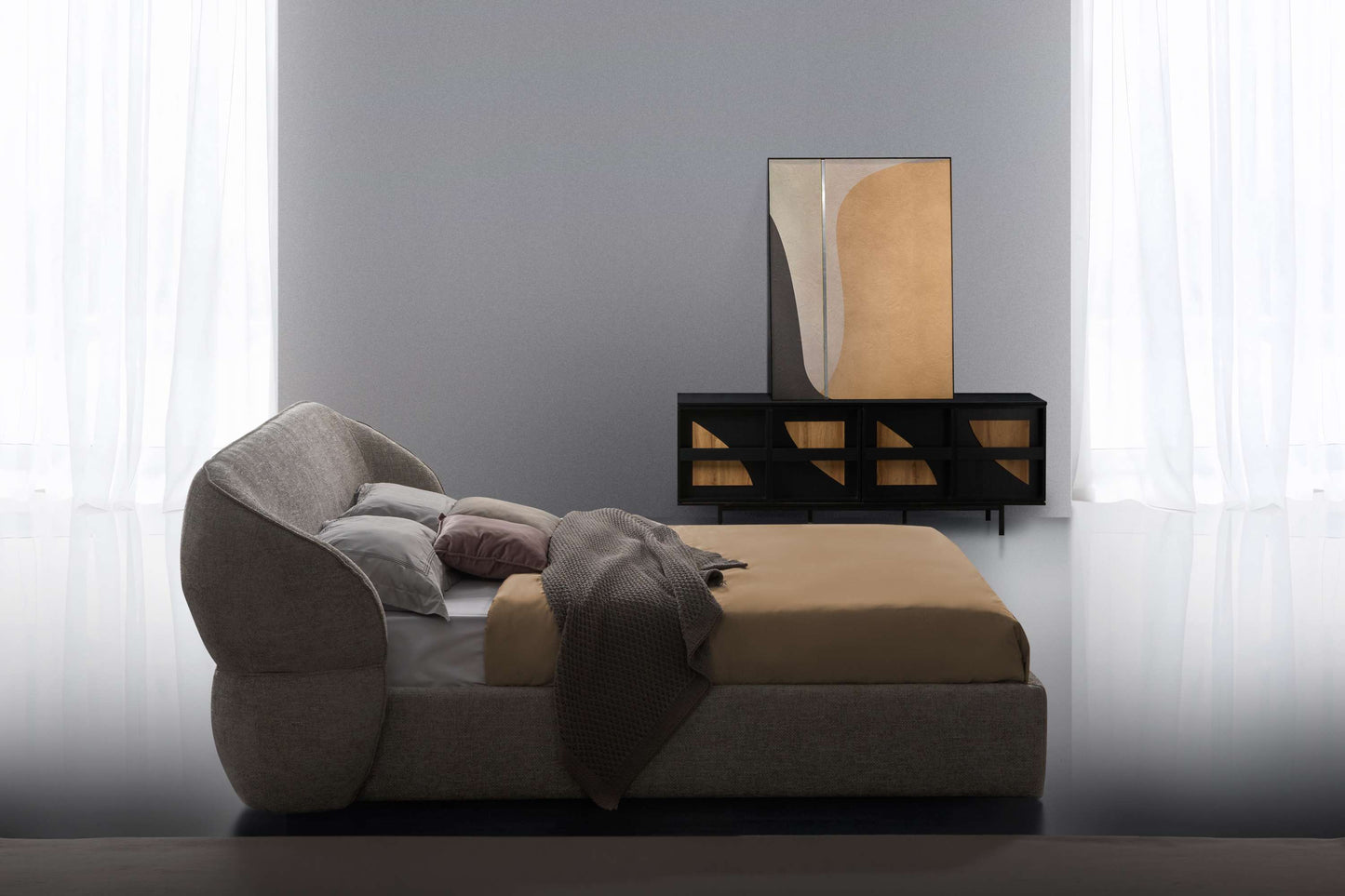 Milan Grey Fabric Bed