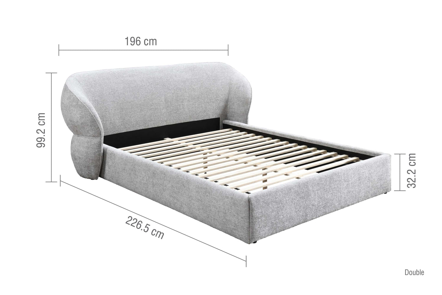 Milan Grey Fabric Bed