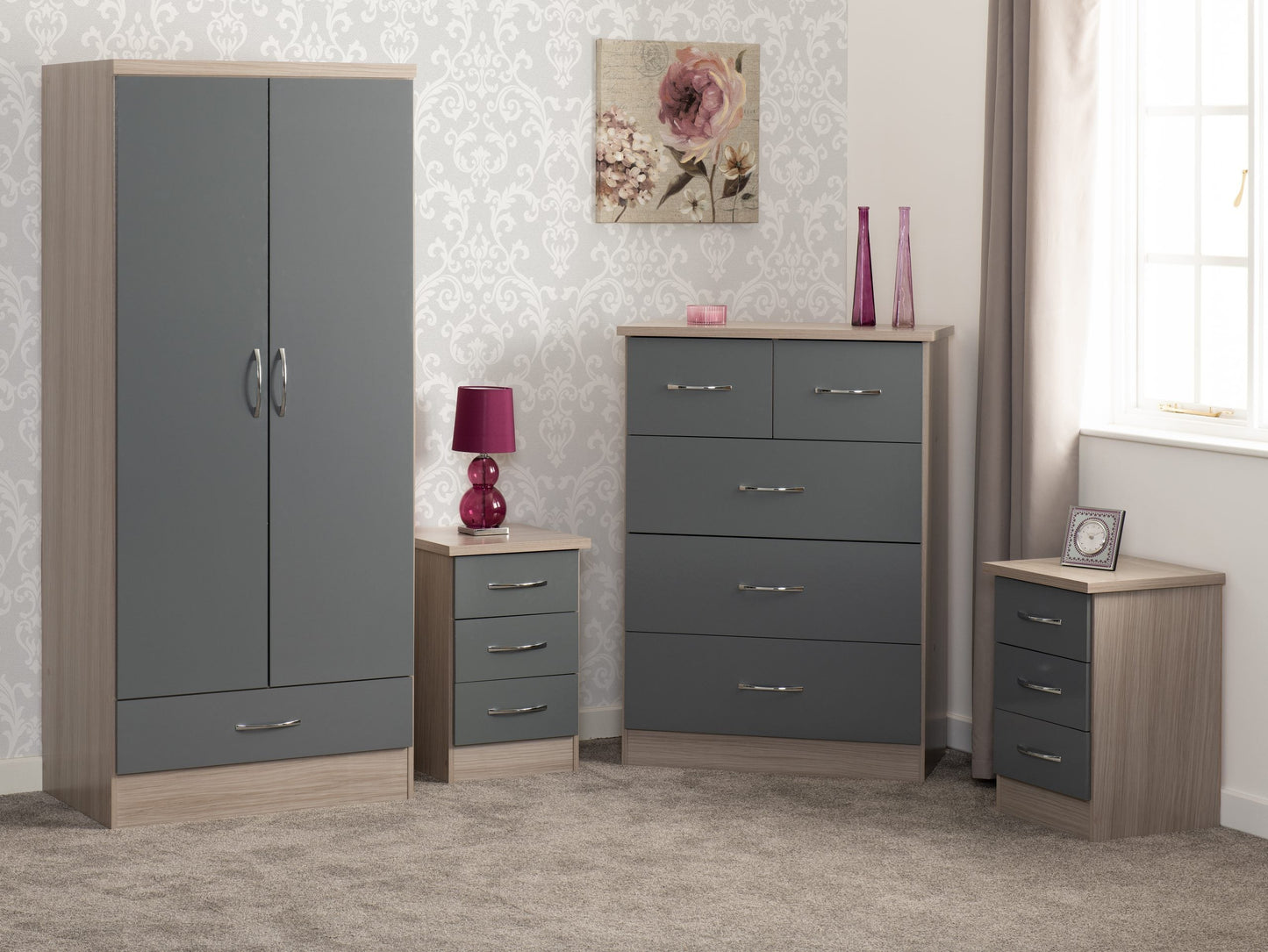 Nevada 2 Door 1 Drawer Wardrobe