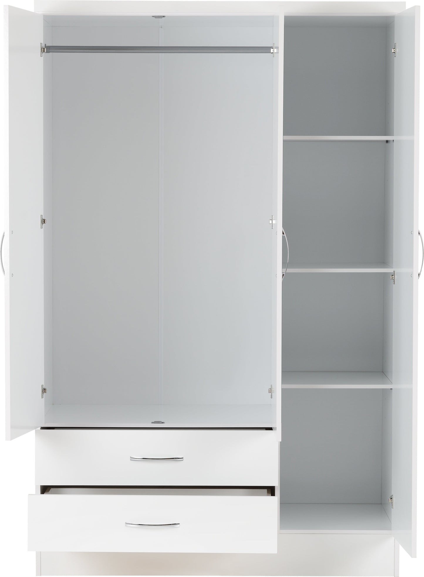 Nevada 3 Door 2 Drawer Mirrored Wardrobe