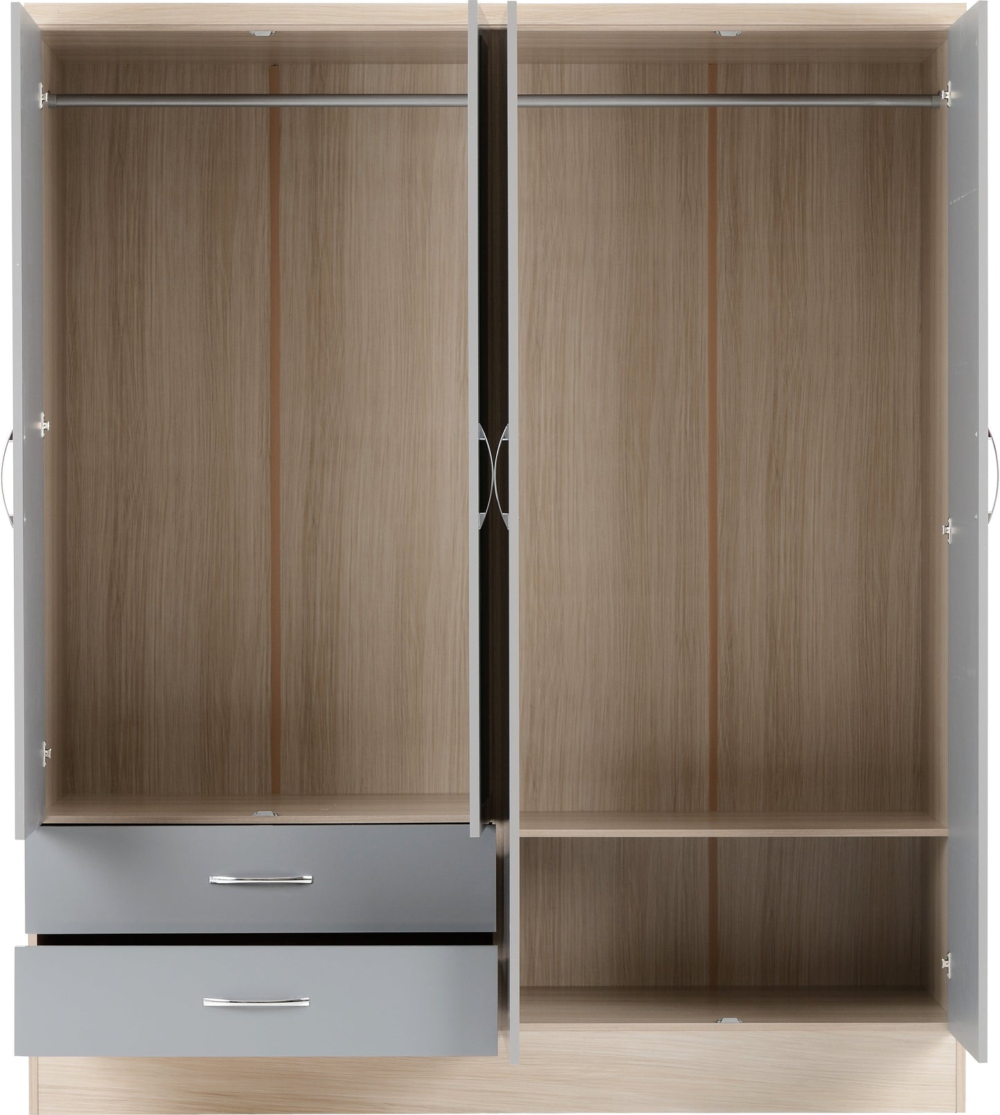Nevada 4 Door 2 Drawer Mirrored Wardrobe Bedroom Set