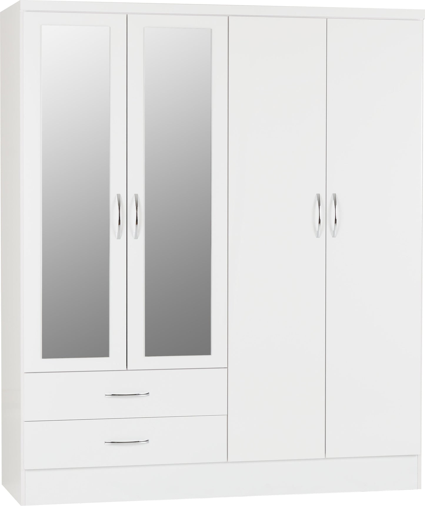 Nevada 4 Door 2 Drawer Mirrored Wardrobe