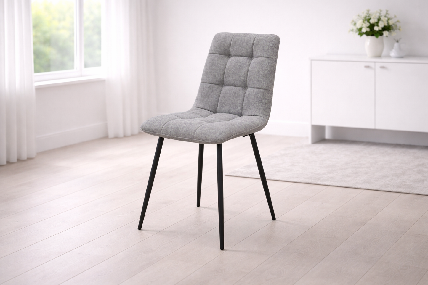 Verona 1.2m Travertine Finish Dining Table Set + Logan Grey Dining Chairs
