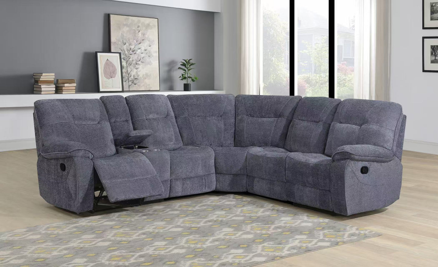 Newcastle Recliner Corner Sofas - Grey Fabric