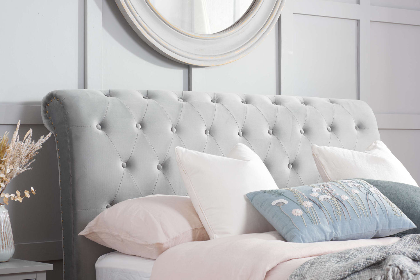 Opulence Grey Velvet Bed