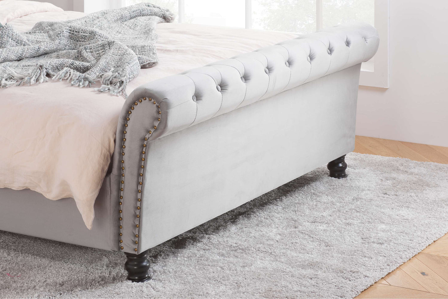 Opulence Grey Velvet Bed