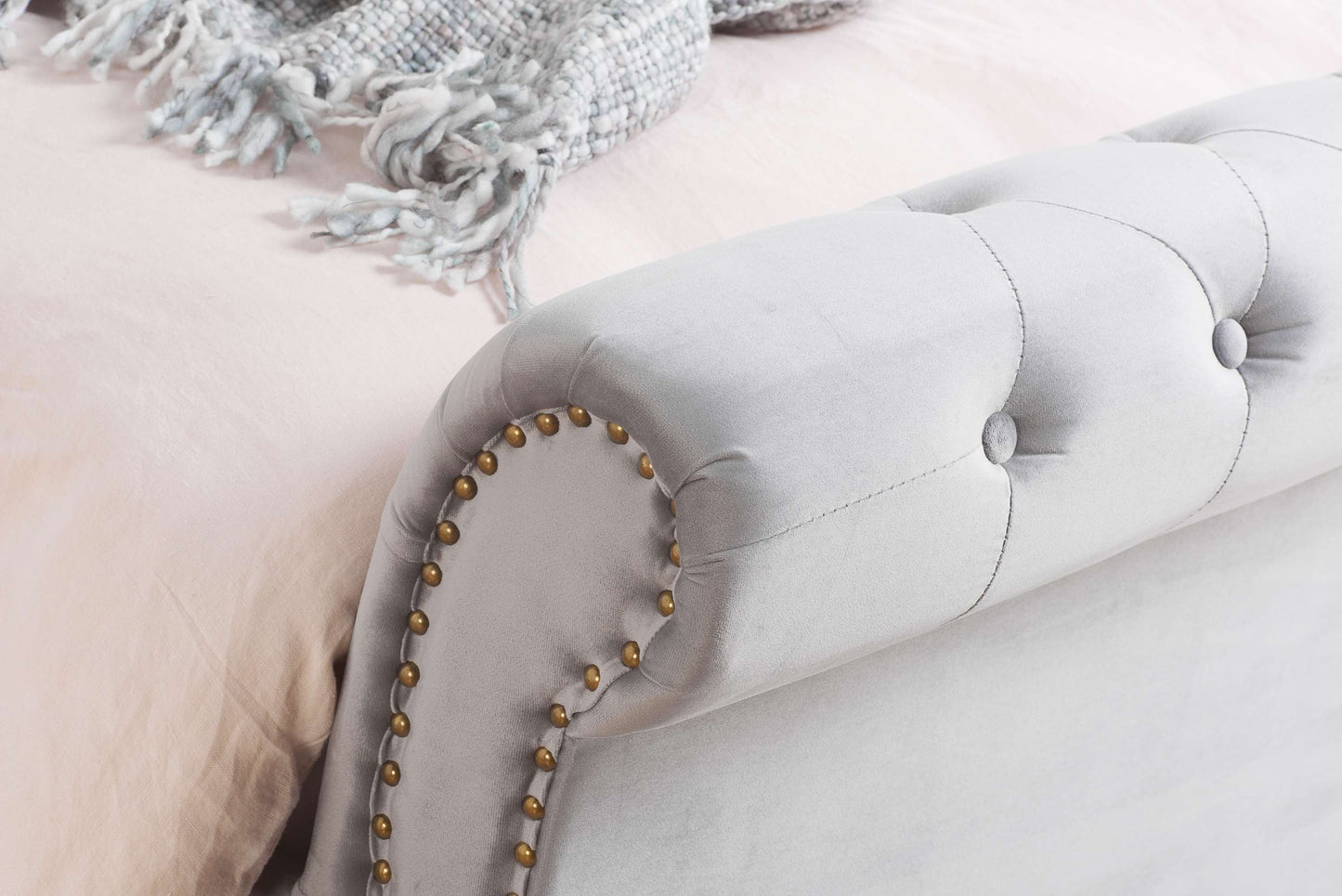 Opulence Grey Velvet Bed