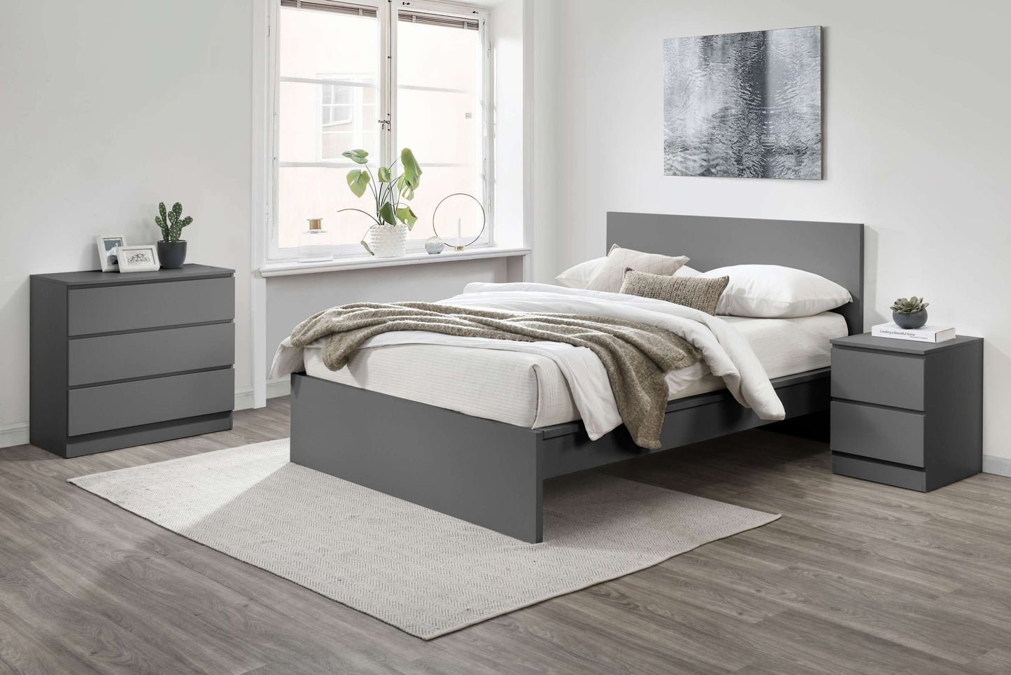 Oslo Grey Wooden Bed