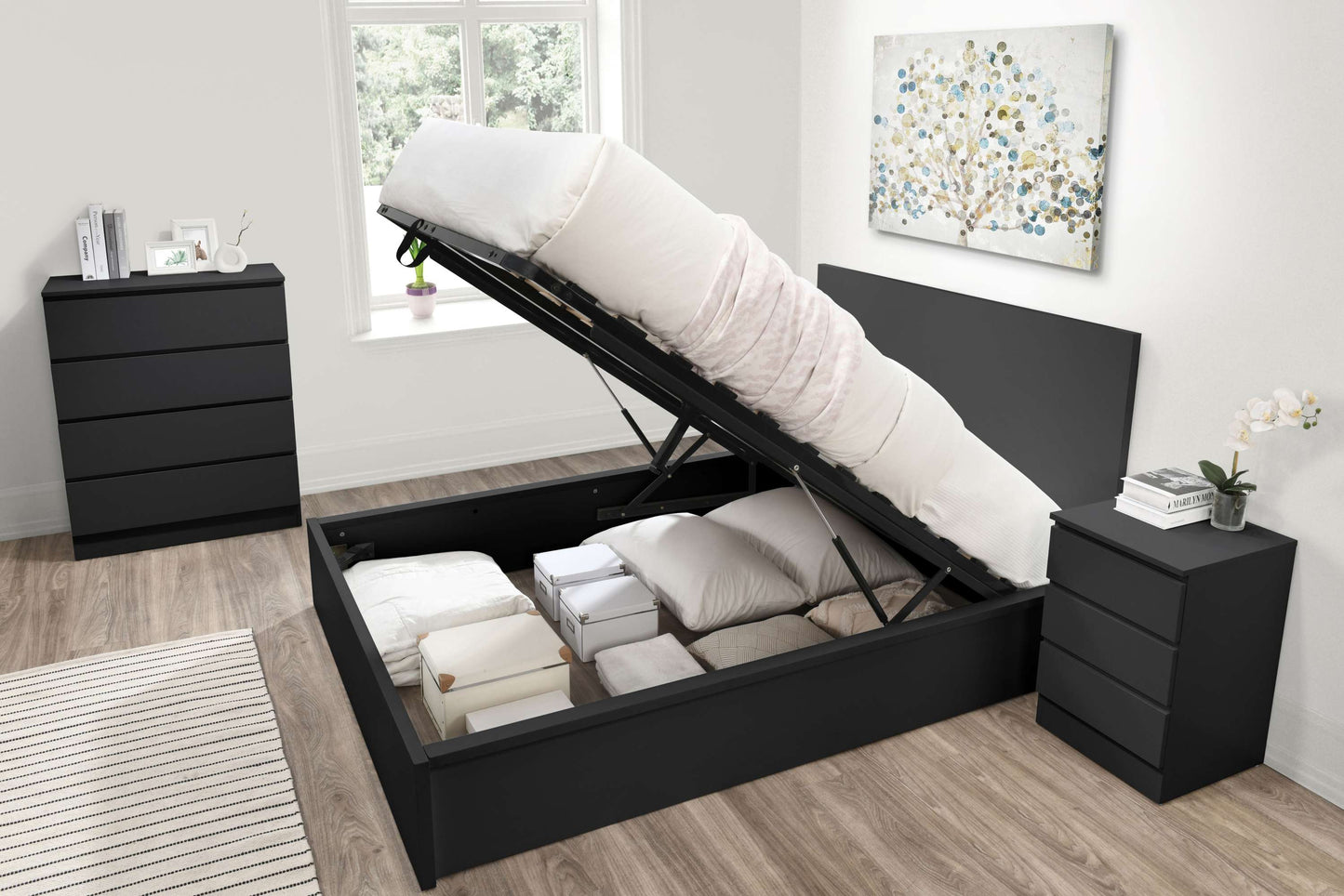 Oslo Black Ottoman Storage Bed