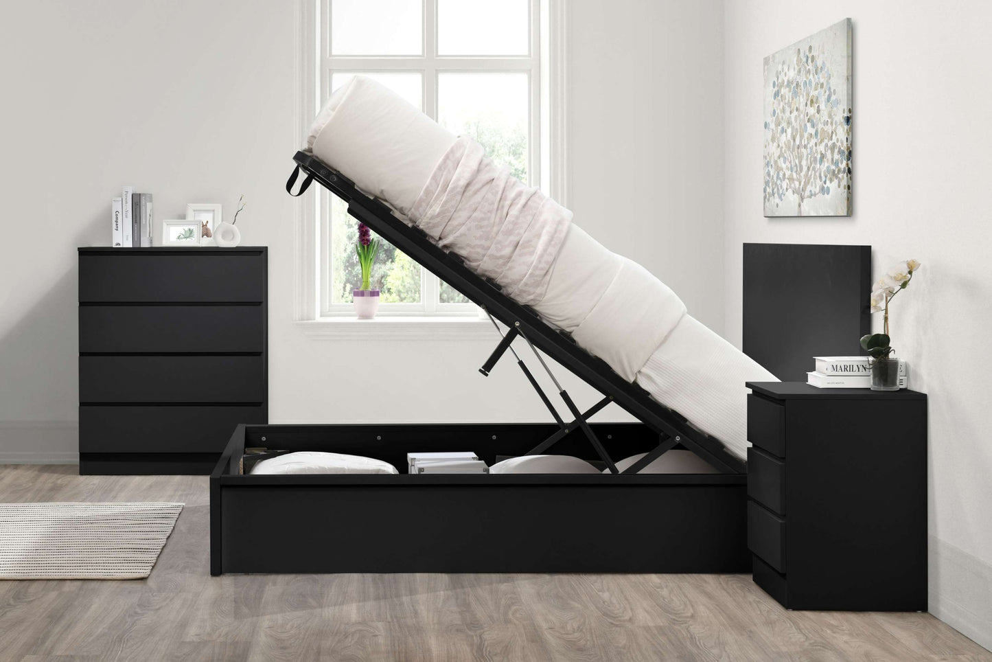 Oslo Black Ottoman Storage Bed