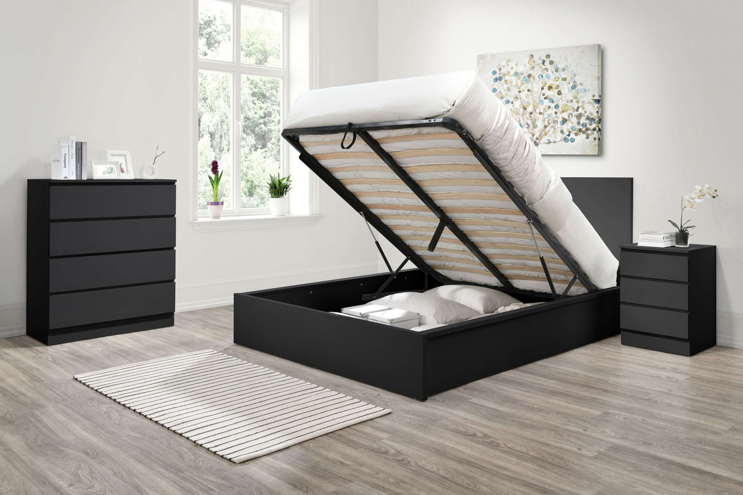 Oslo Black Ottoman Storage Bed