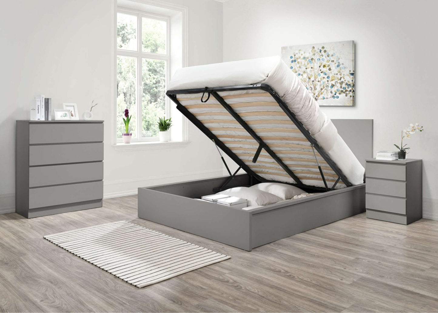 Oslo Grey Ottoman Storage Bed