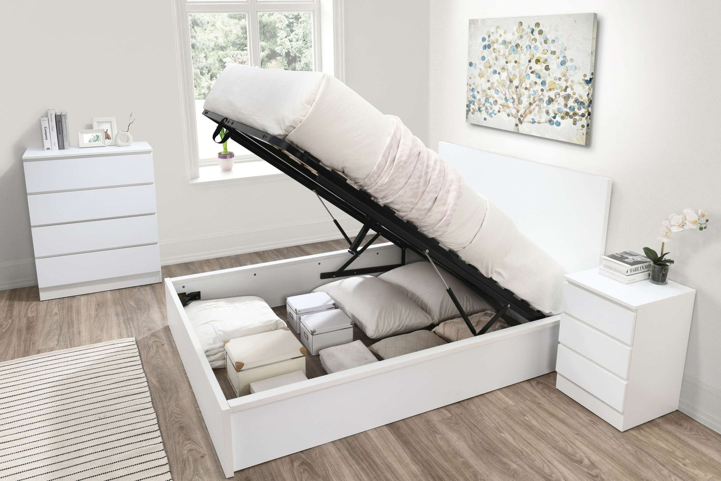 Oslo White Ottoman Storage Bed