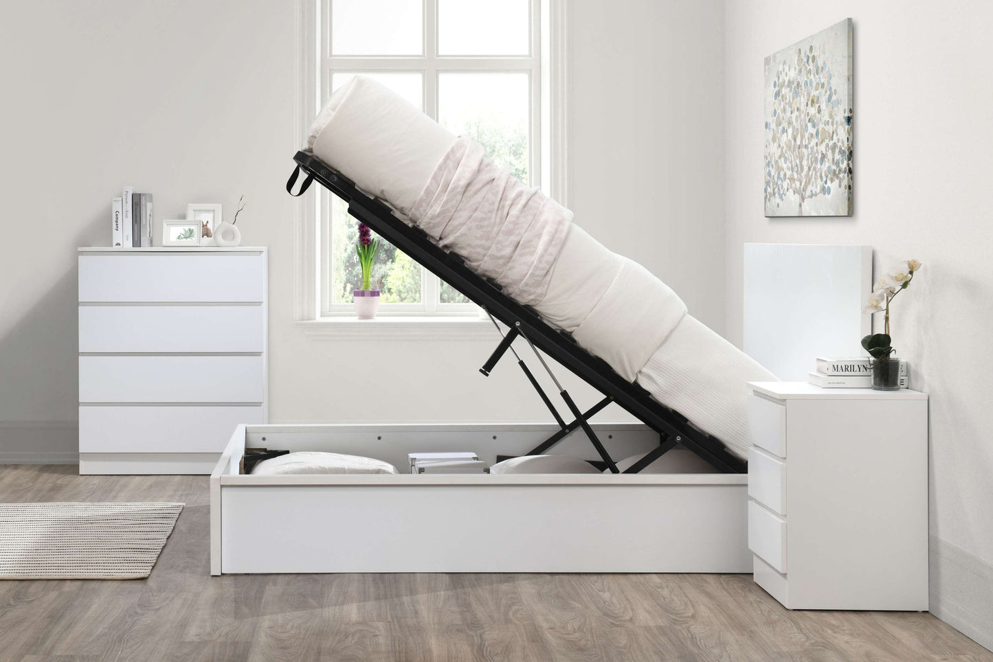 Oslo White Ottoman Storage Bed