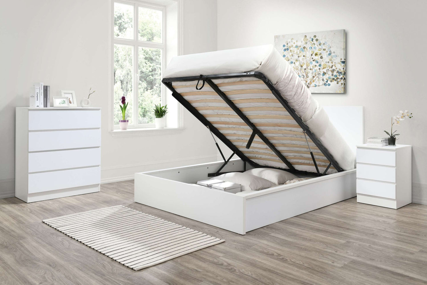Oslo White Ottoman Storage Bed