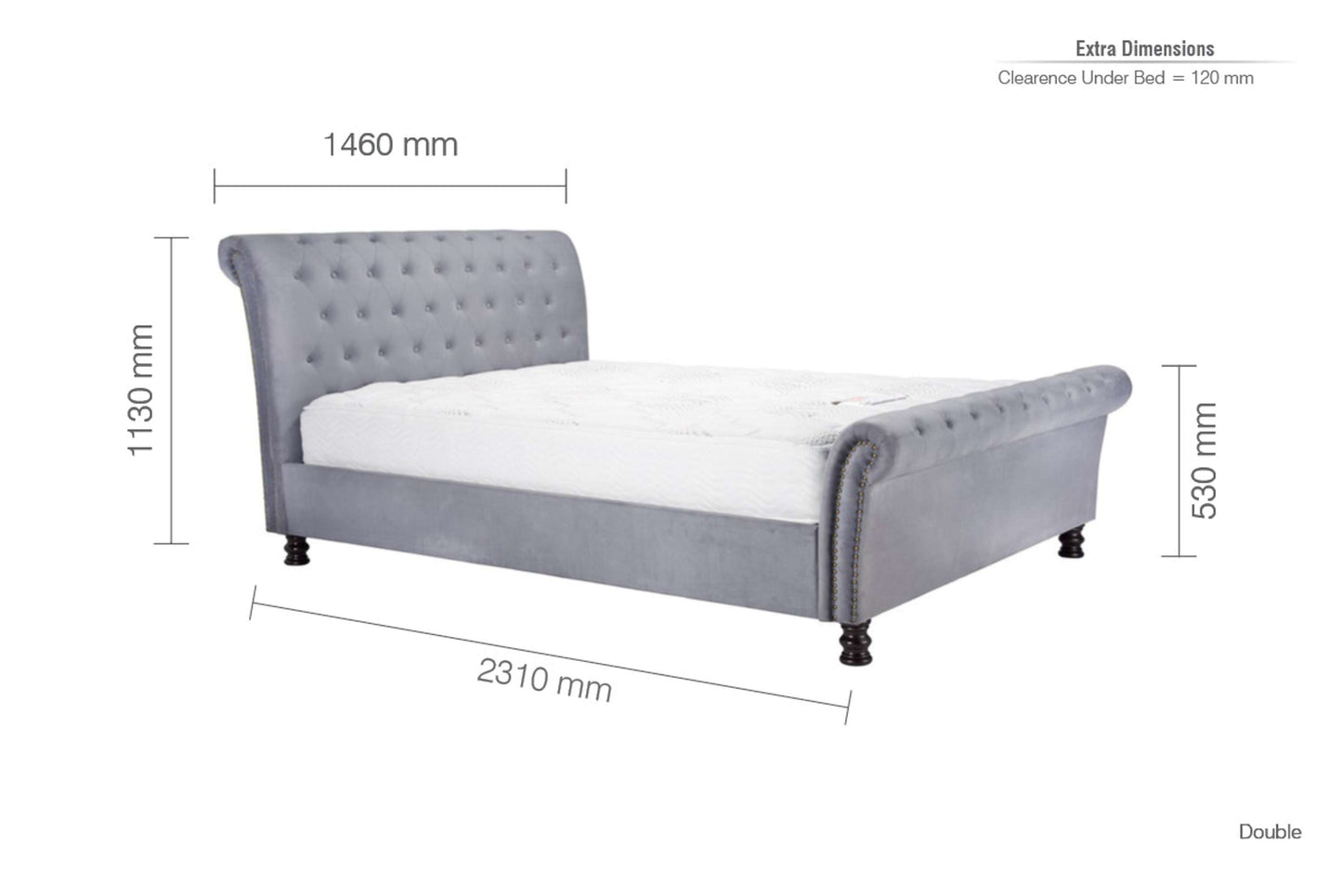 Opulence Grey Velvet Bed