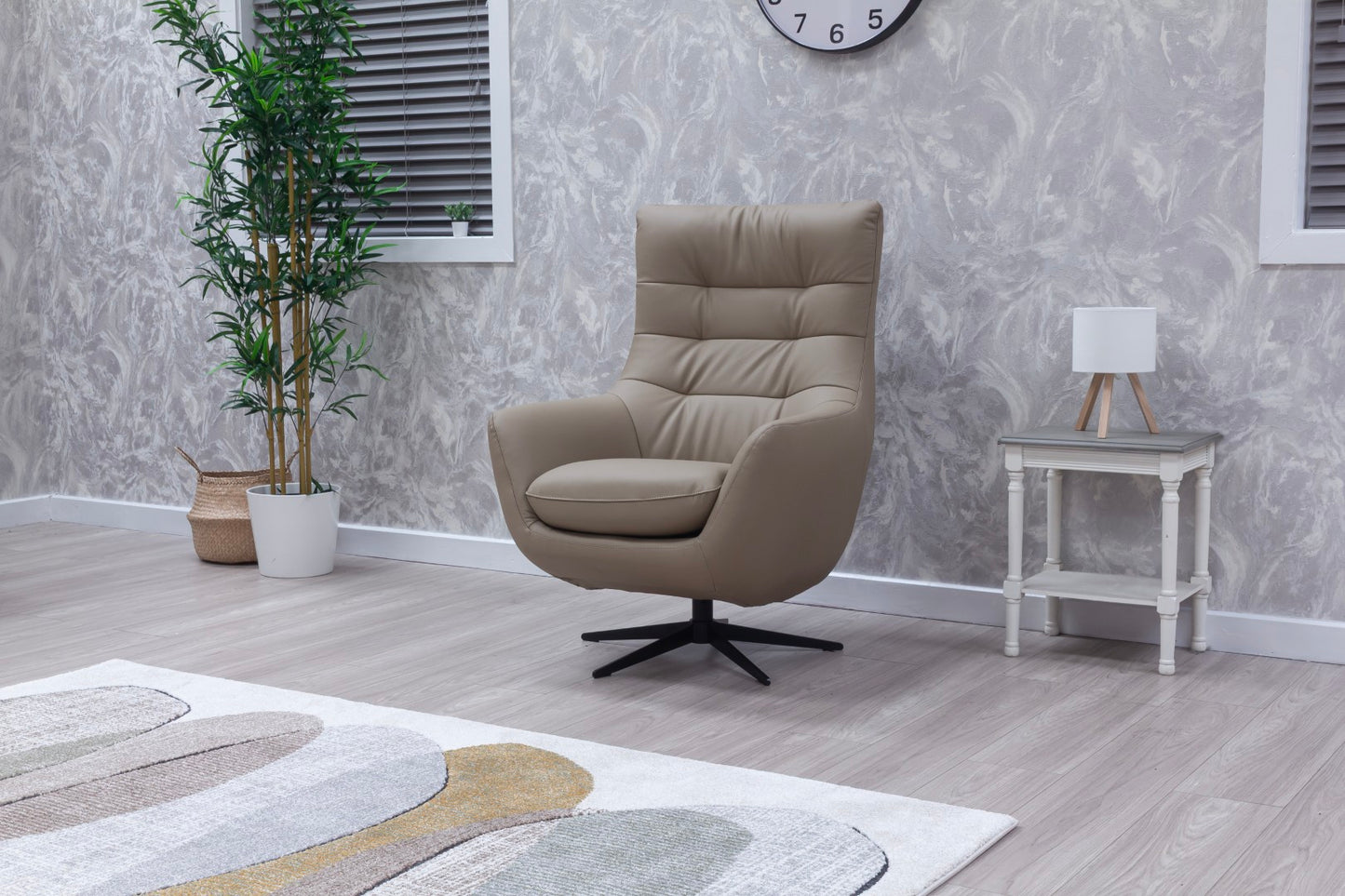 Orbit Bisque Leather Luxury Swivel Chair