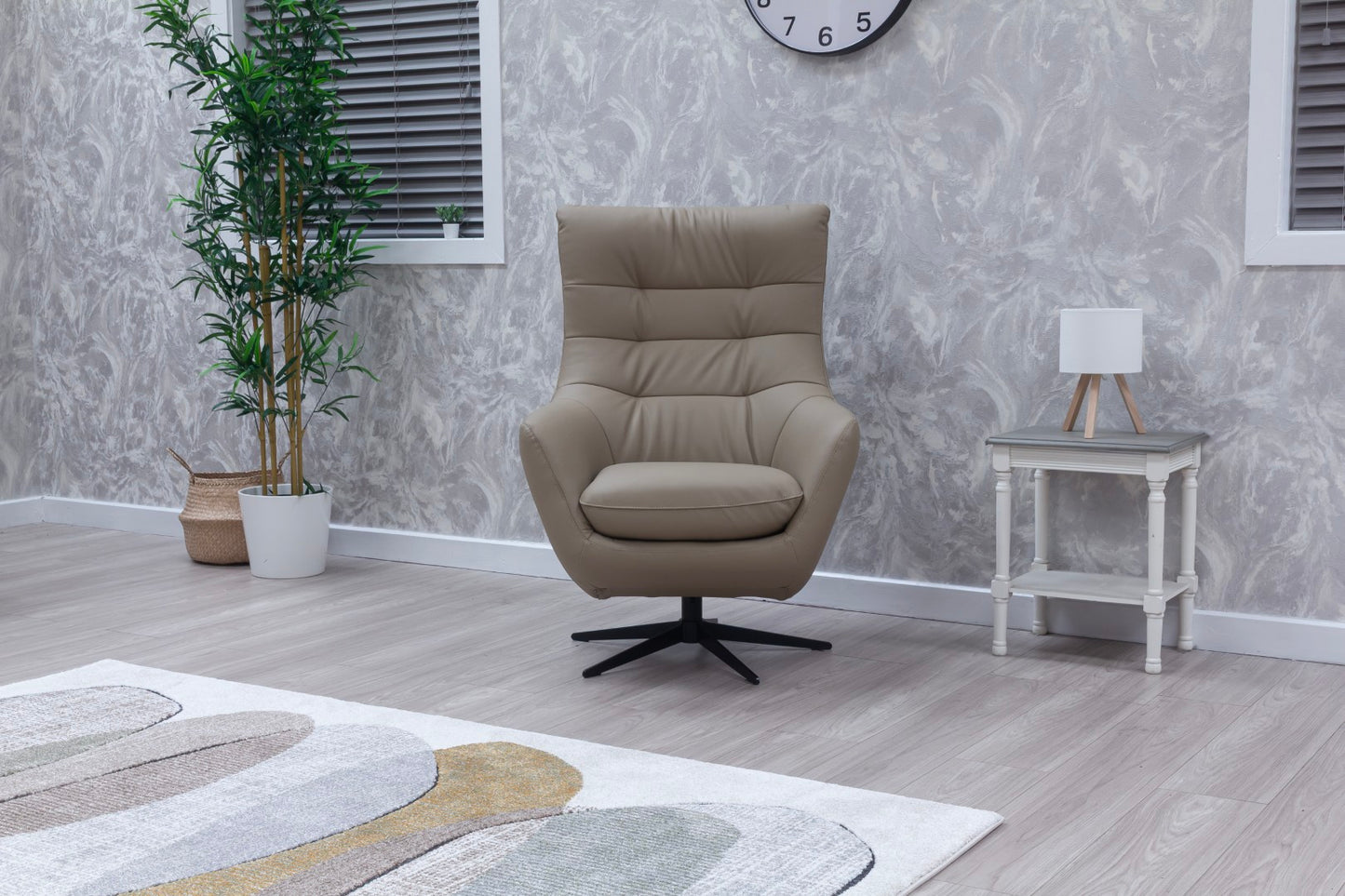 Orbit Bisque Leather Luxury Swivel Chair