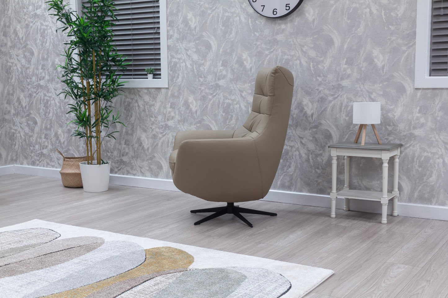 Orbit Bisque Leather Luxury Swivel Chair