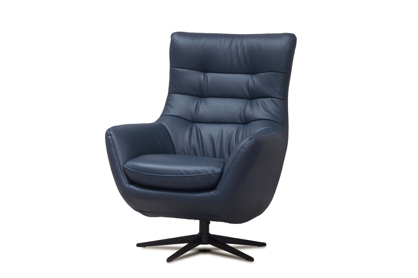 Orbit Navy Leather Luxury Swivel Chair