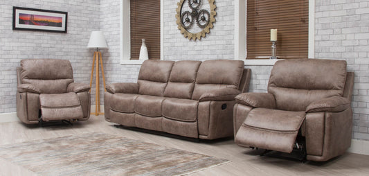 Estelle Sandstone Fabric Recliner Sofas