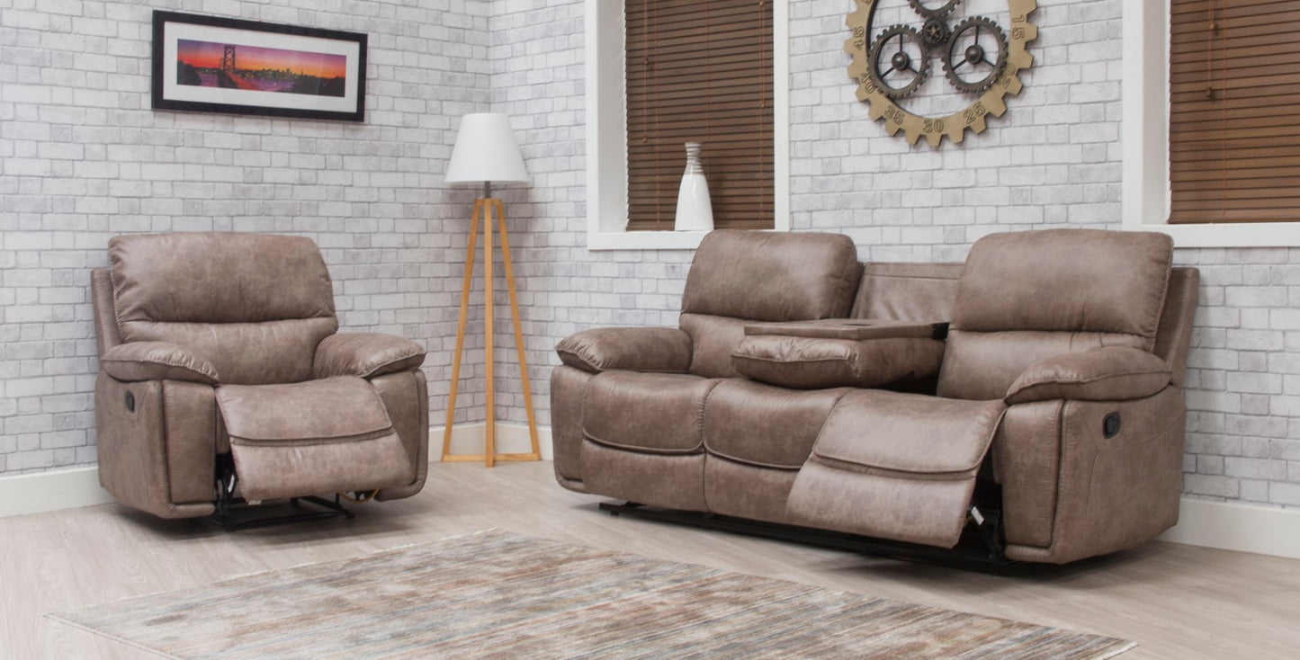 Estelle Sandstone Fabric Recliner Sofas