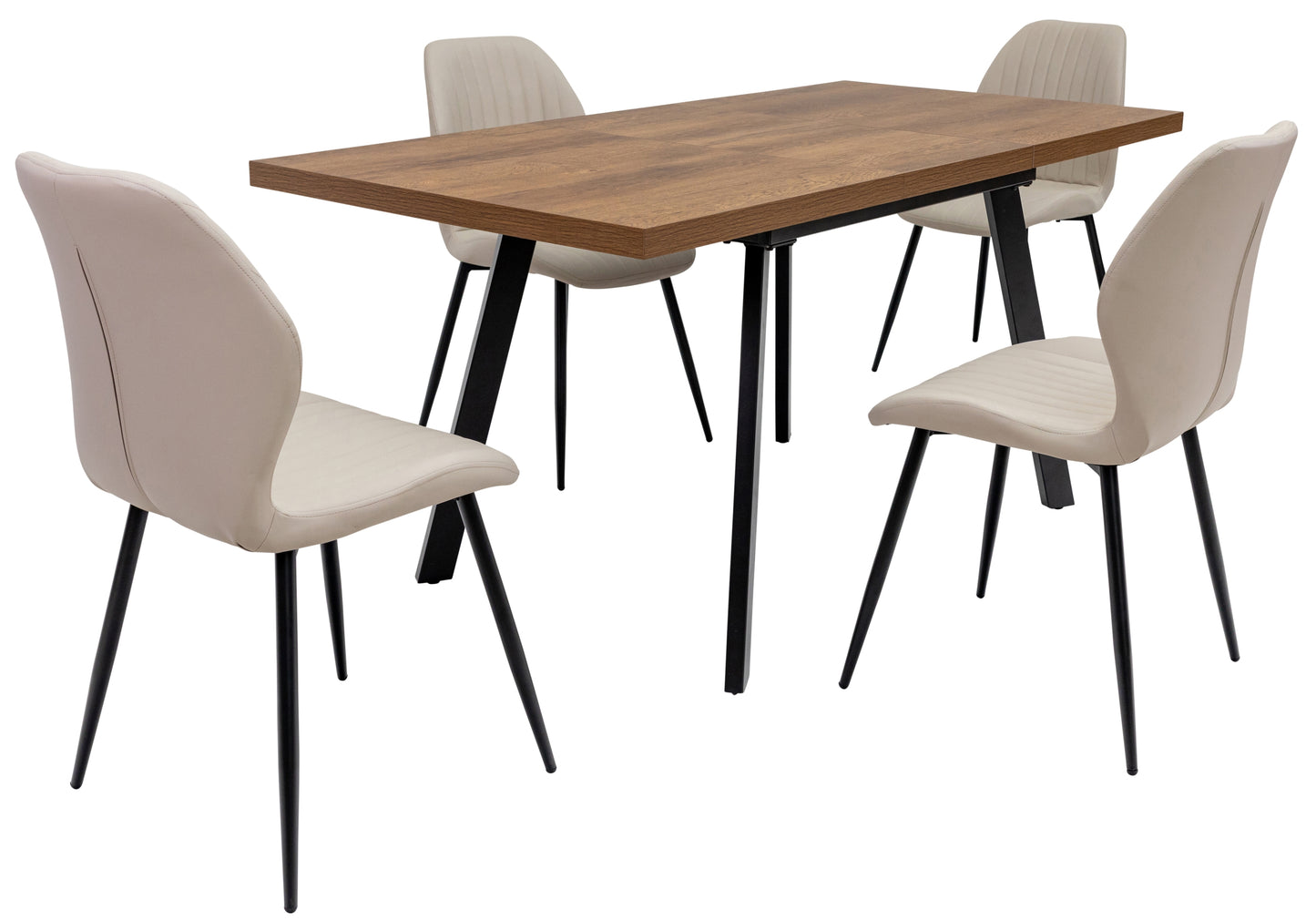 Ashbourne 1.2m Dark Oak Dining Table Set + Santorini Dining Chairs