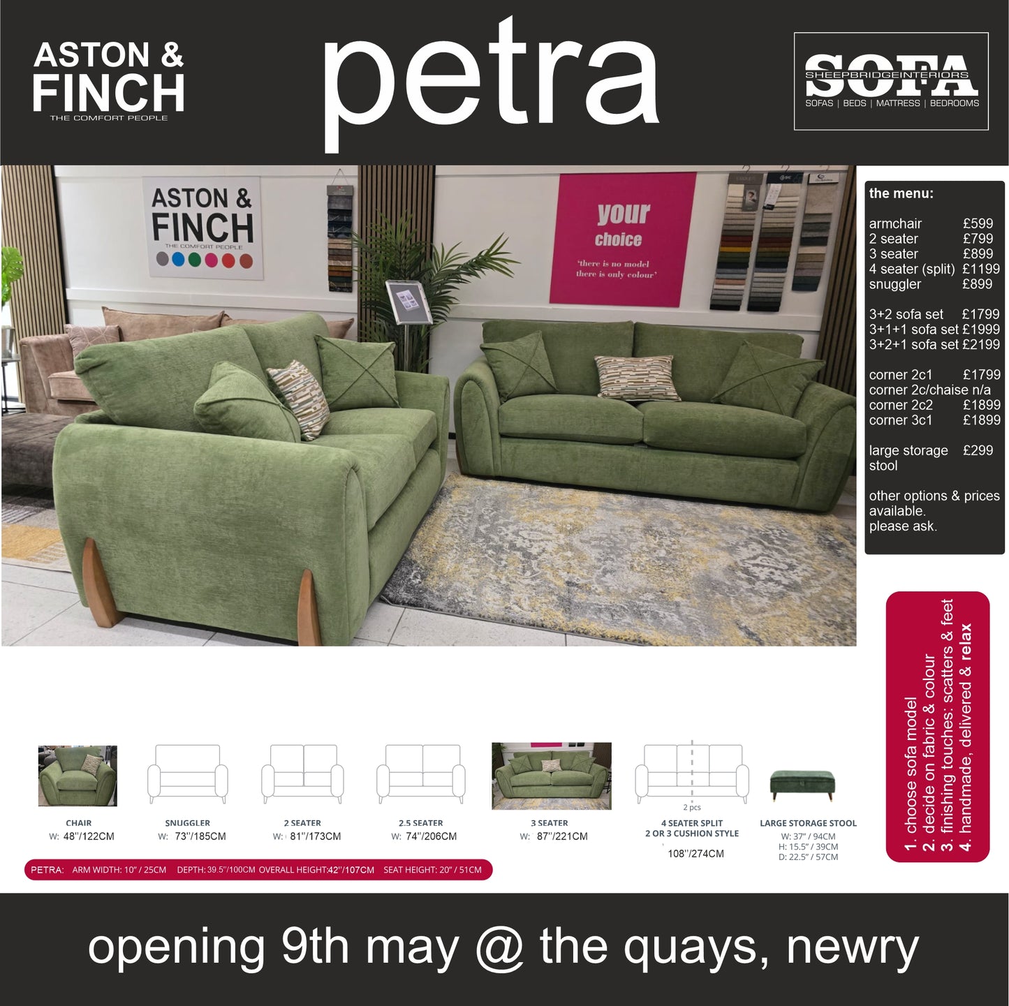 Petra Fabric Corner Sofas