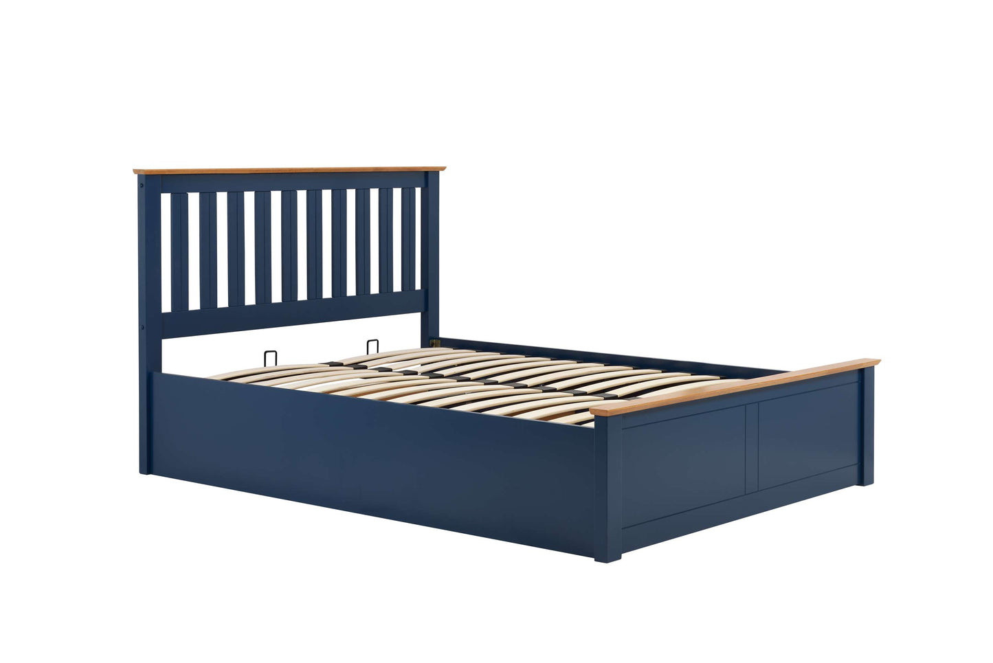 Phoenix Navy Blue Ottoman Storage Bed