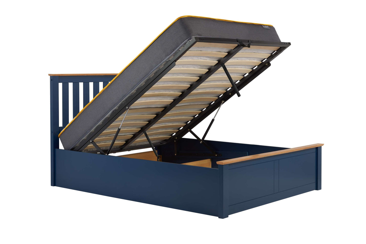 Phoenix Navy Blue Ottoman Storage Bed