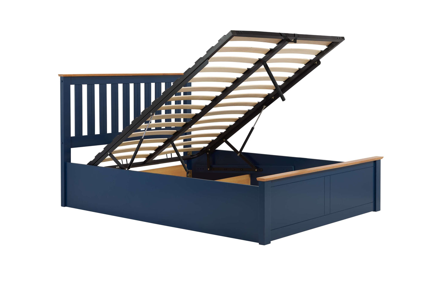 Phoenix Navy Blue Ottoman Storage Bed