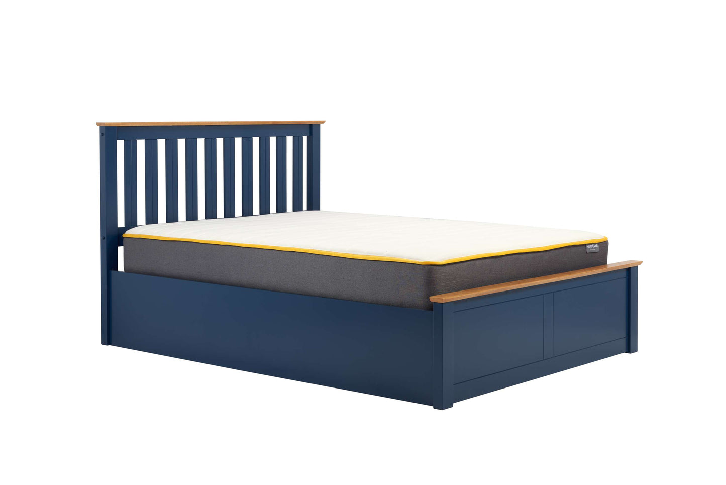 Phoenix Navy Blue Ottoman Storage Bed