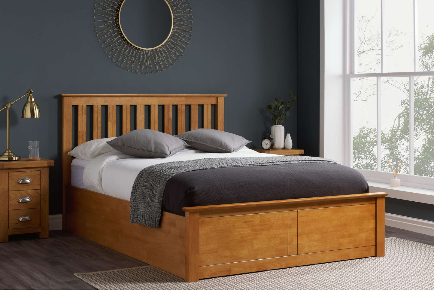 Phoenix Oak Ottoman Storage Bed