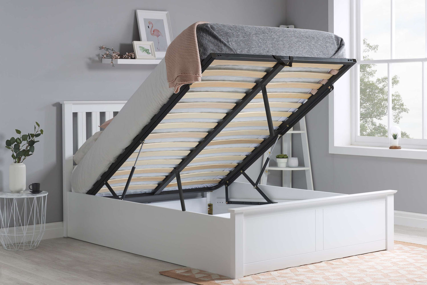 Phoenix White Ottoman Storage Bed