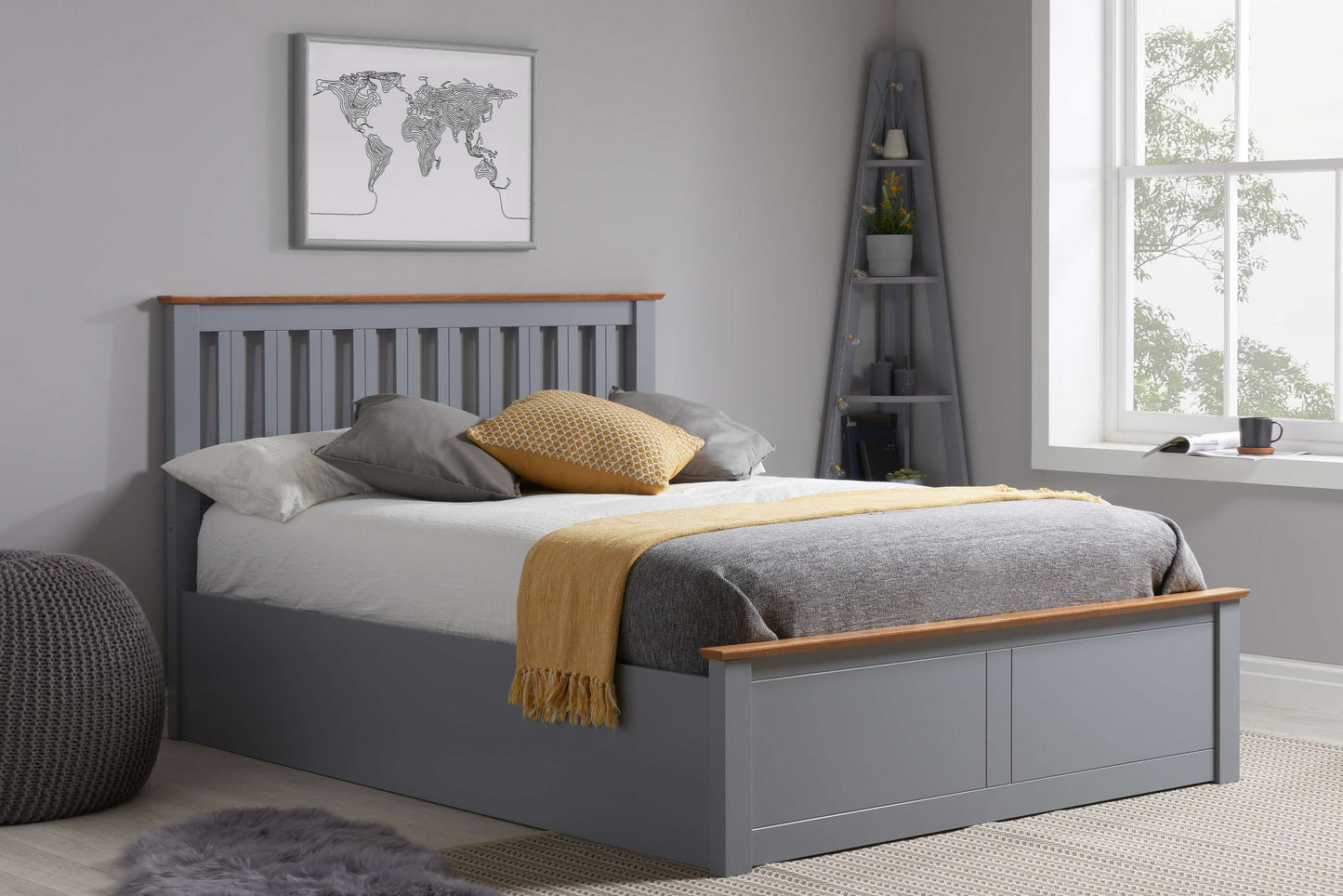 Phoenix Stone Grey Ottoman Storage Bed
