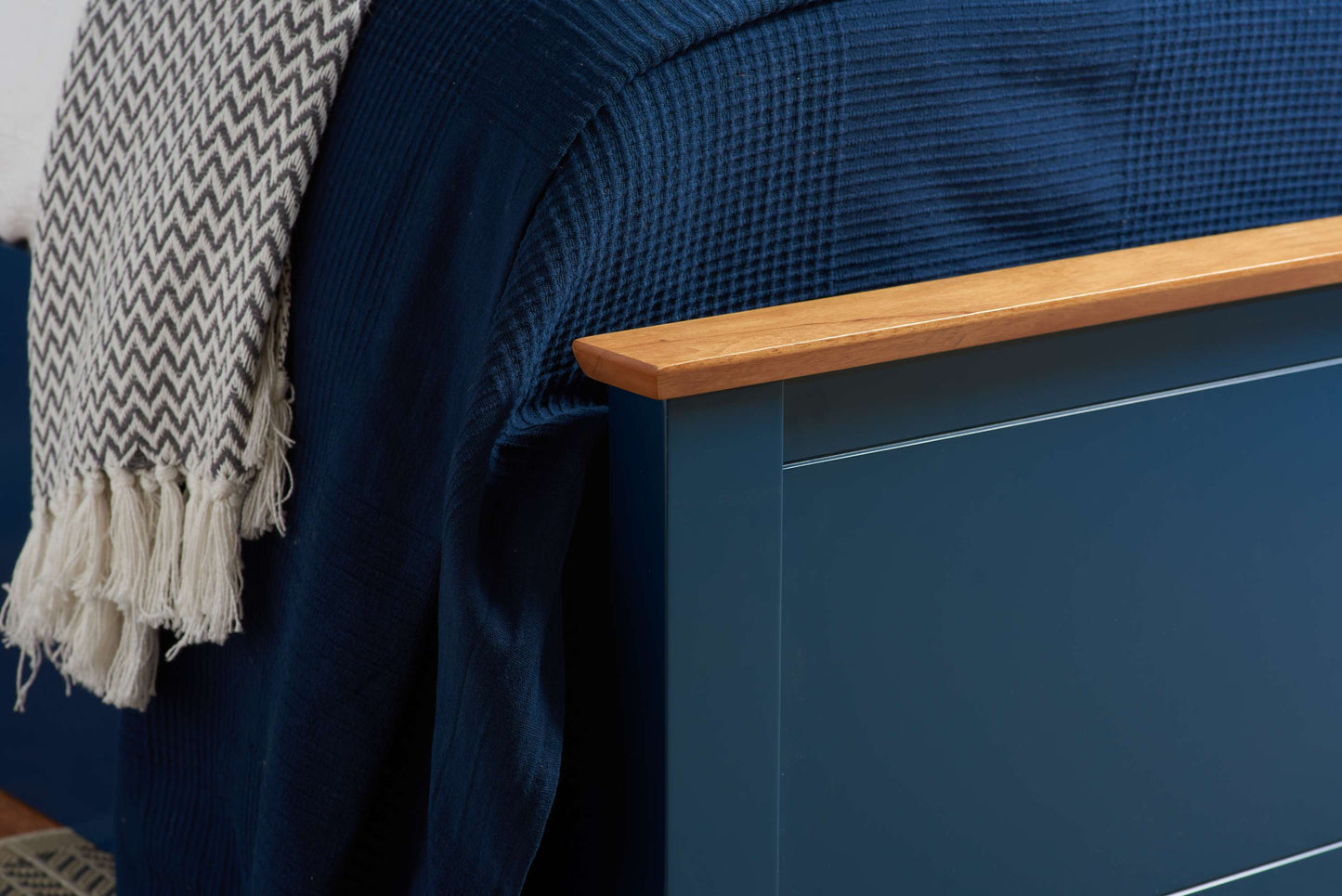 Phoenix Navy Blue Ottoman Storage Bed