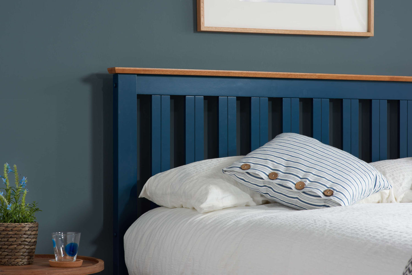Phoenix Navy Blue Ottoman Storage Bed