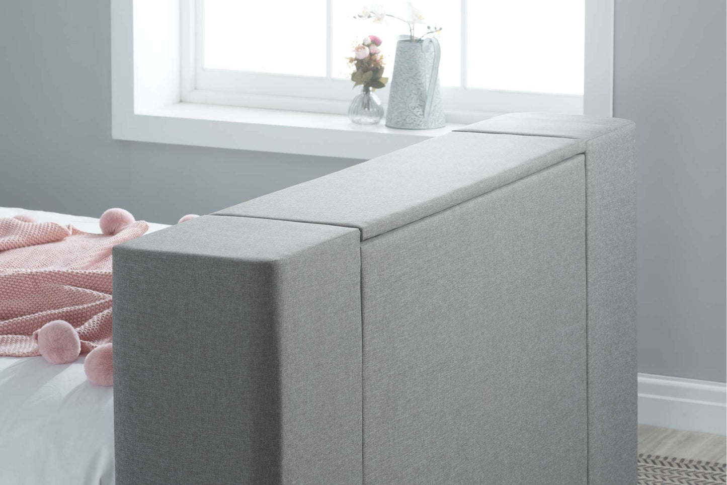 Plaza Grey Fabric TV Bed