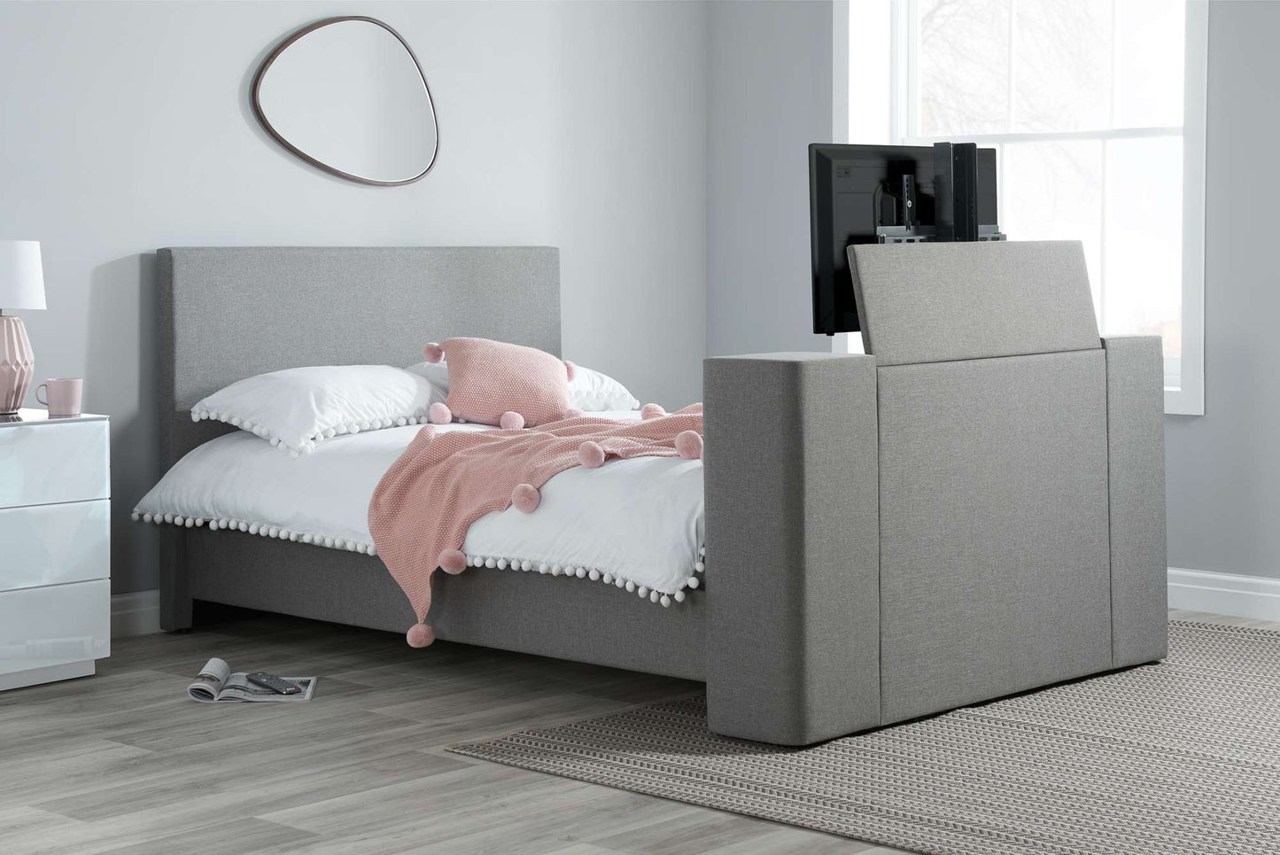Plaza Grey Fabric TV Bed