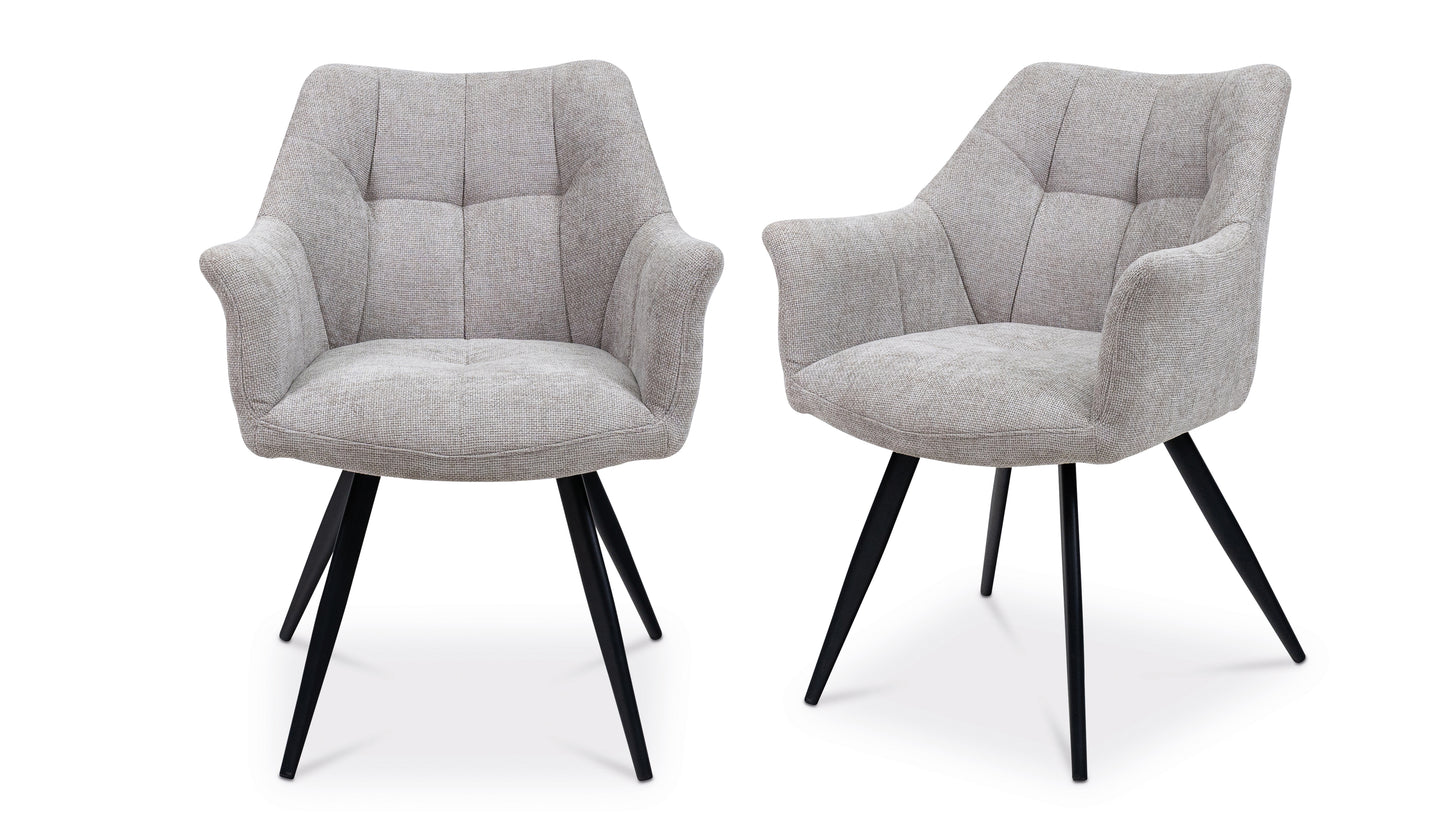 Elmstead 1.8m Medium Elm Veneer Table Set + 6x Willow Light Grey Fabric Dining Chairs