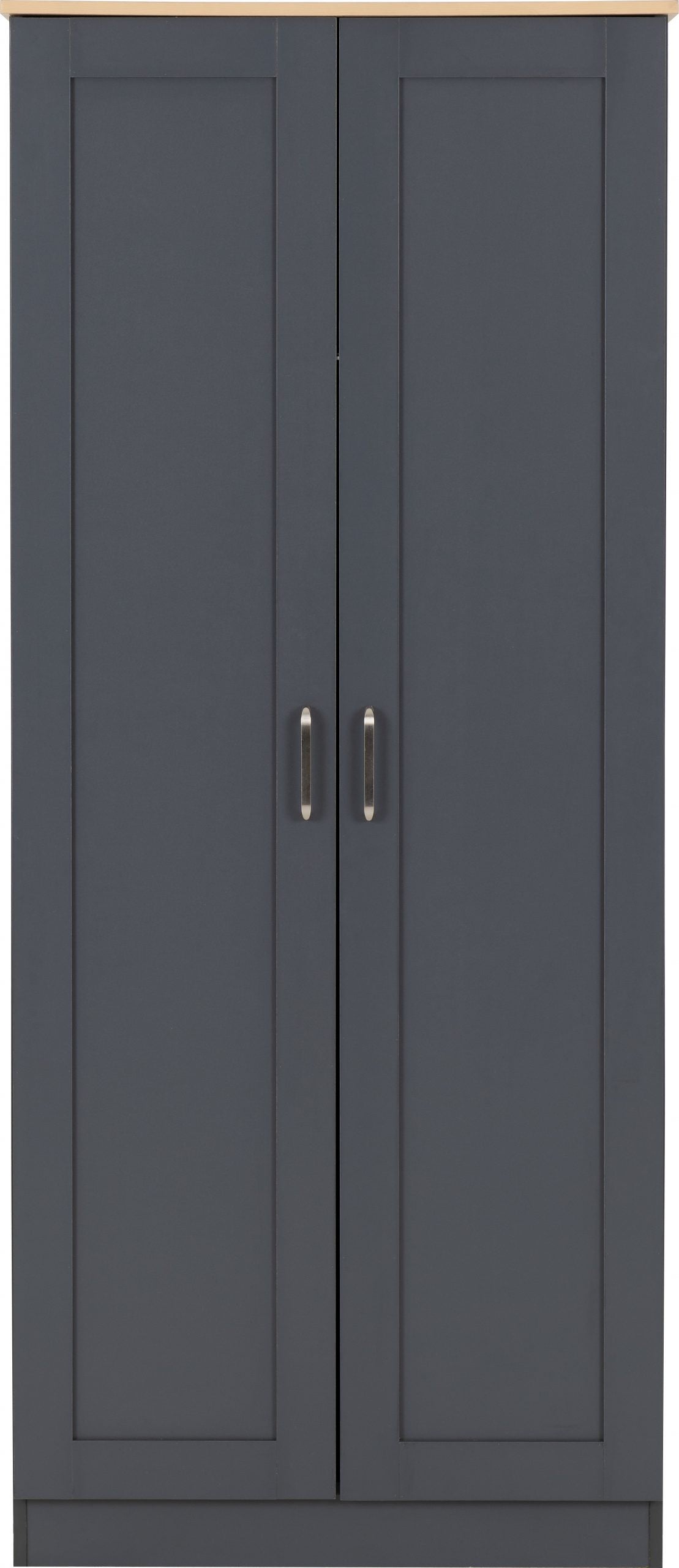 Portland Trio White/Grey/Oak Effect 2 Door Wardrobe Bedroom Set