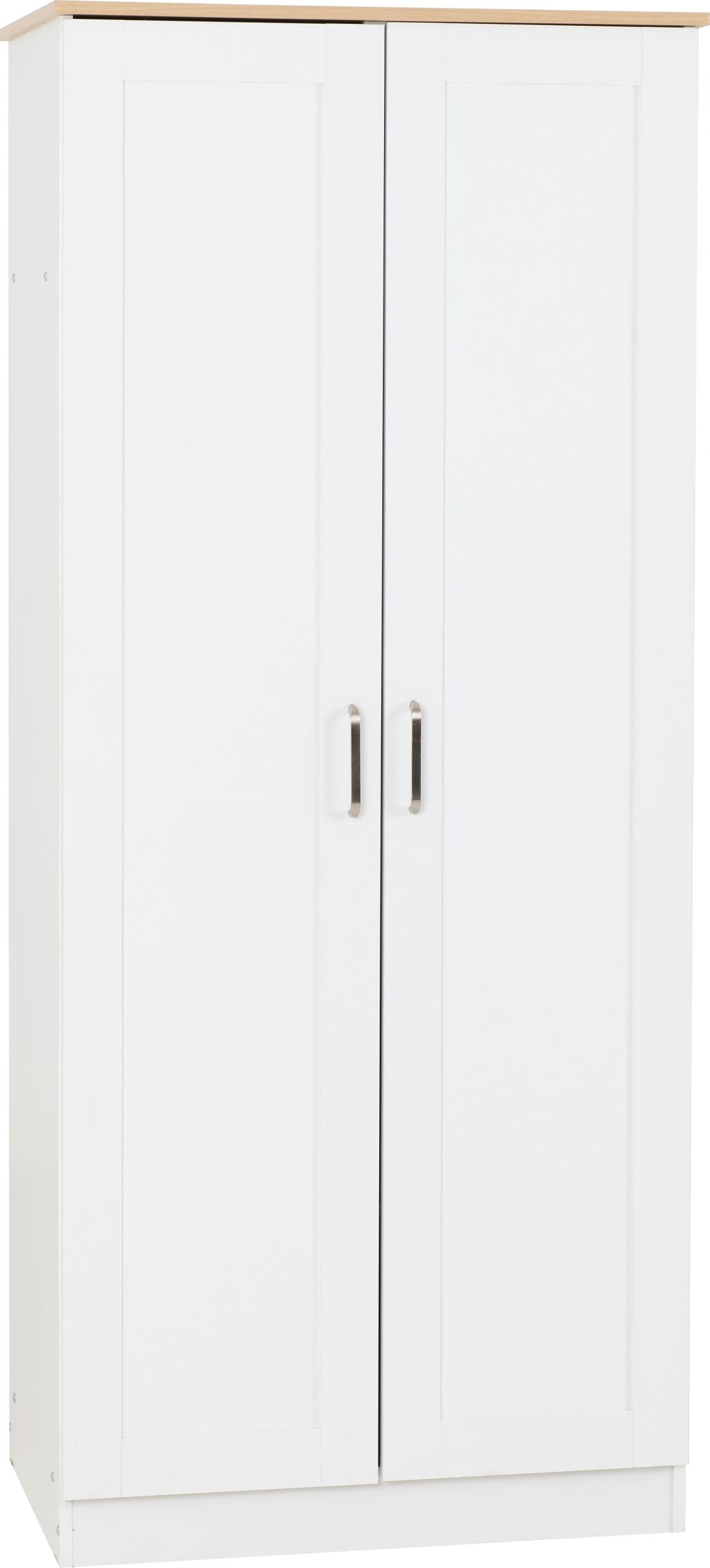 Portland Trio White/Grey/Oak Effect 2 Door Wardrobe Bedroom Set