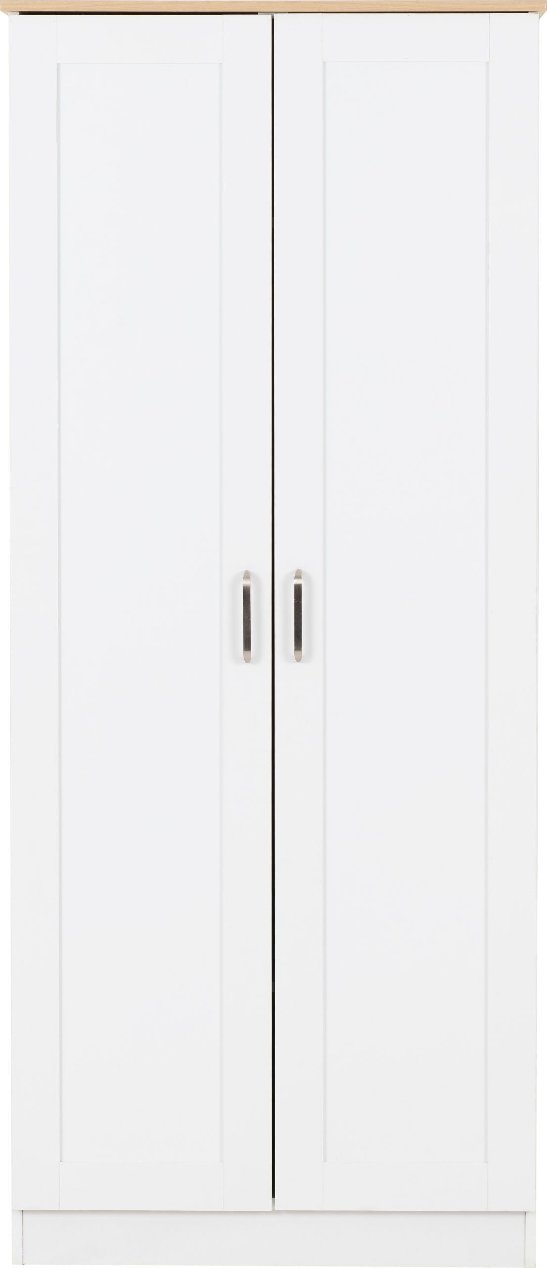 Portland Trio White/Grey/Oak Effect 2 Door Wardrobe Bedroom Set