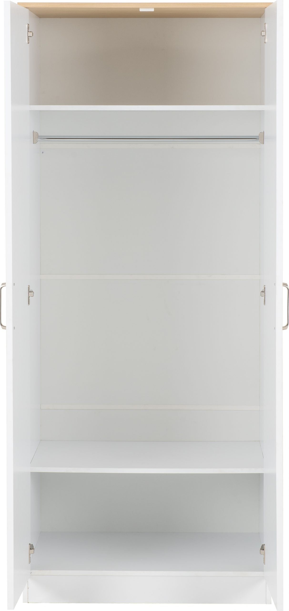 Portland Trio White/Grey/Oak Effect 2 Door Wardrobe Bedroom Set