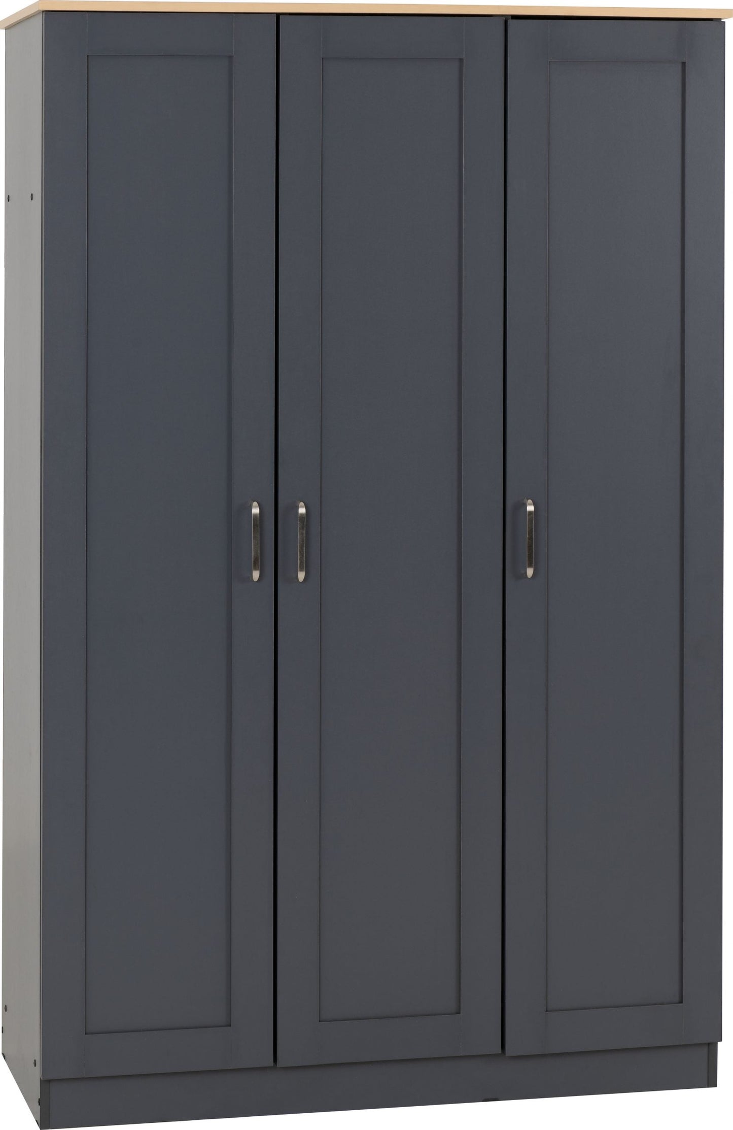Portland White/Grey/Oak Effect 3 Door Wardrobe