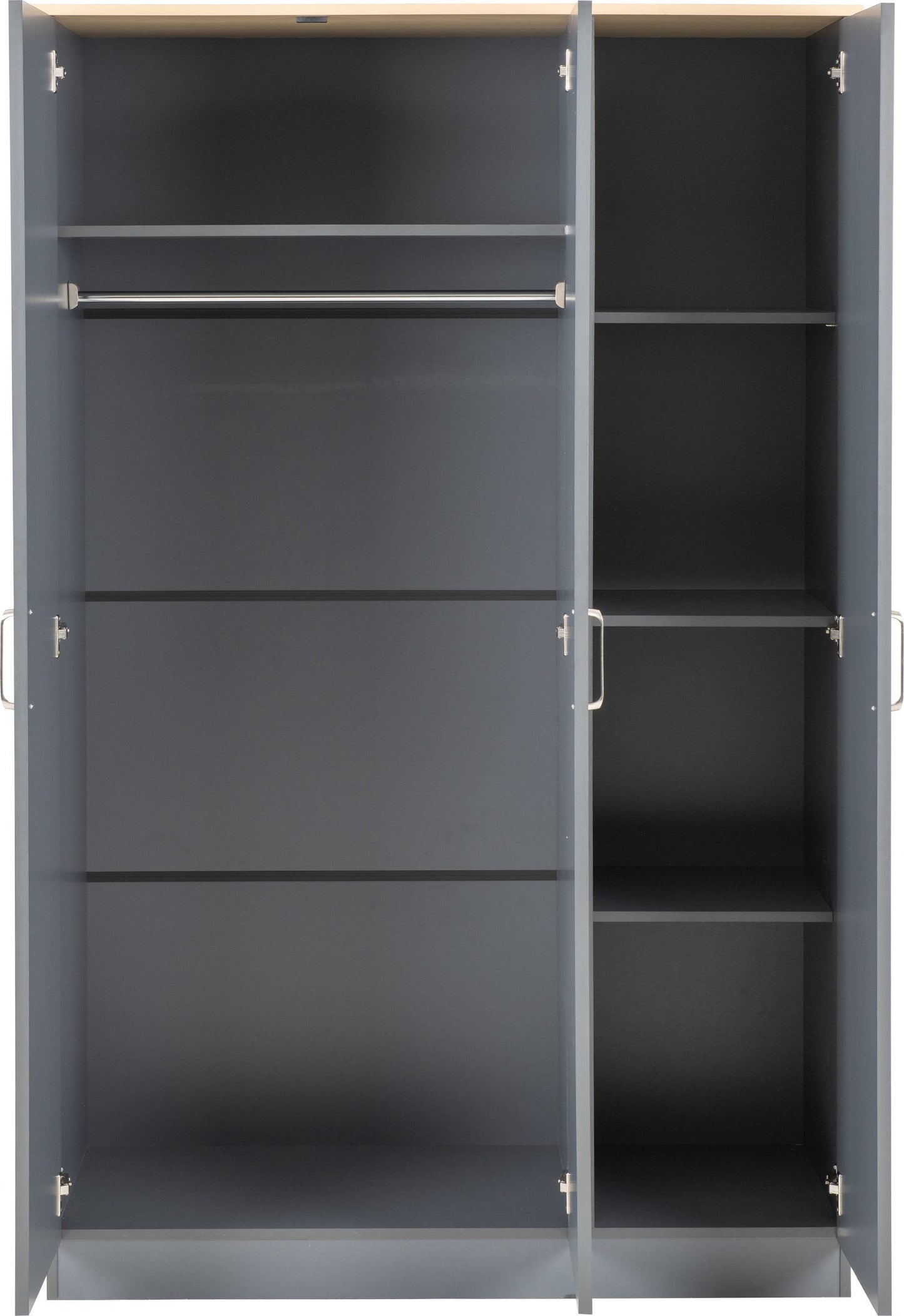 Portland White/Grey/Oak Effect 3 Door Wardrobe